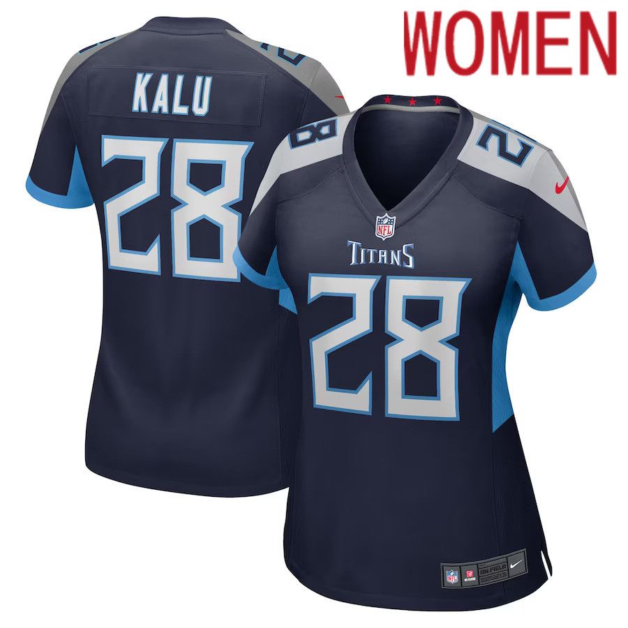 Women Tennessee Titans #28 Joshua Kalu Nike Navy Game Player NFL Jersey->women nfl jersey->Women Jersey